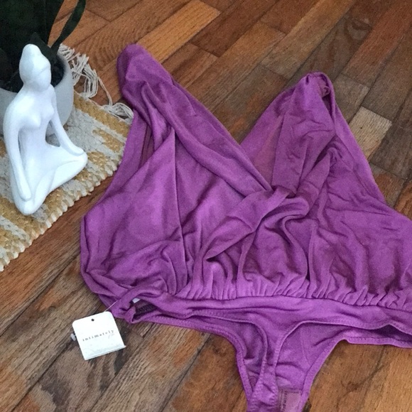 Free People Night Owl Purple Surplice Sleeveless Bodysuit NWT - Picture 1 of 3